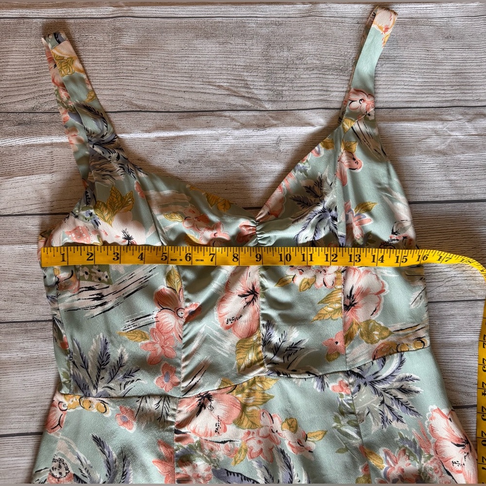 Reformation Floral Mini Dress Green Pink Size 10 Summer Slip Dress - Picture 8 of 9